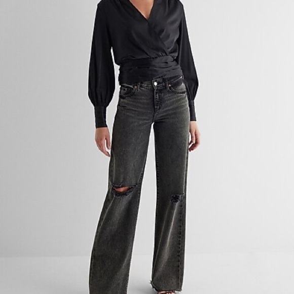 Express Black Wrap Blouse - Picture 9 of 9